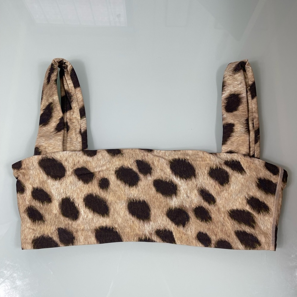 WeWoreWhat Active  Bandeau Bra Top Leopard Tan